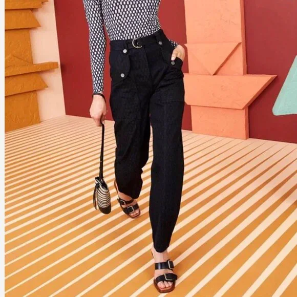 Ulla Johnson Waverly Pant Sz0/2 Black Ink Painted Check